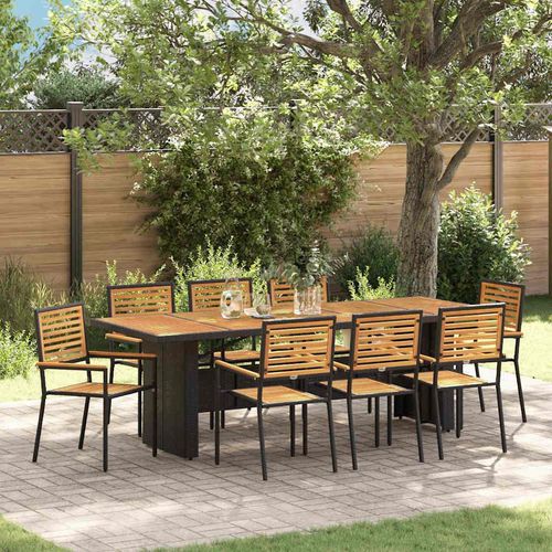 Garten Essgruppe 9 pcs Schwarz 240 x 90 x 75 cm Poly-Rattan