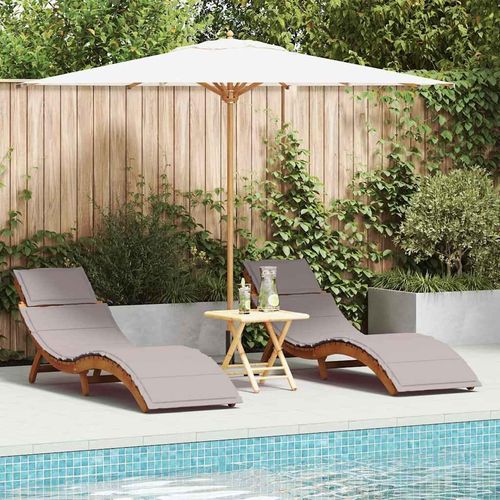 Sonnenliege 2 pcs Taupe 184 x 55 x 64cm Massivholz Akazie