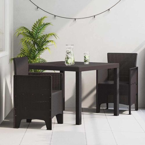 Garten-Essgruppe 3 pcs Braun 100 x 100 x 73 cm Polypropylenharz