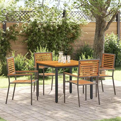 Garten Essgruppe 5 pcs Grau 90 x 90 x 75 cm Poly-Rattan