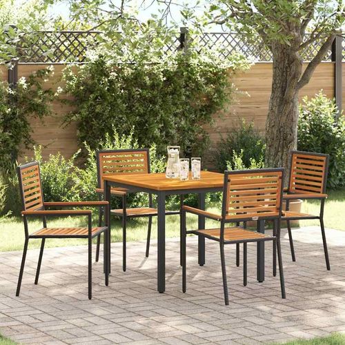 Garten Essgruppe 5 pcs Schwarz 90 x 90 x 75 cm Poly-Rattan