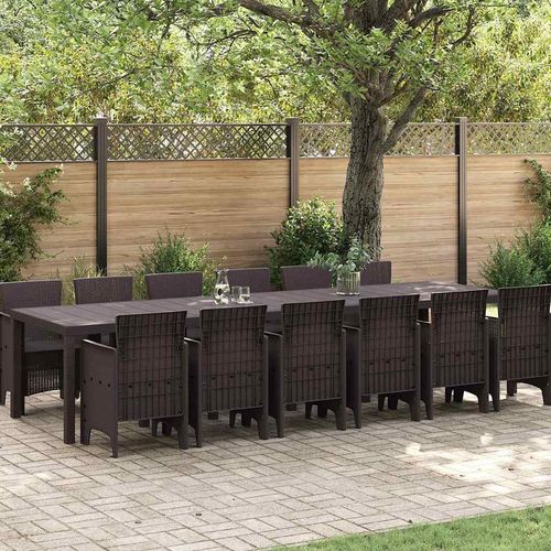 Garten-Essgruppe 13 pcs Braun 12-Sitzer Plastik