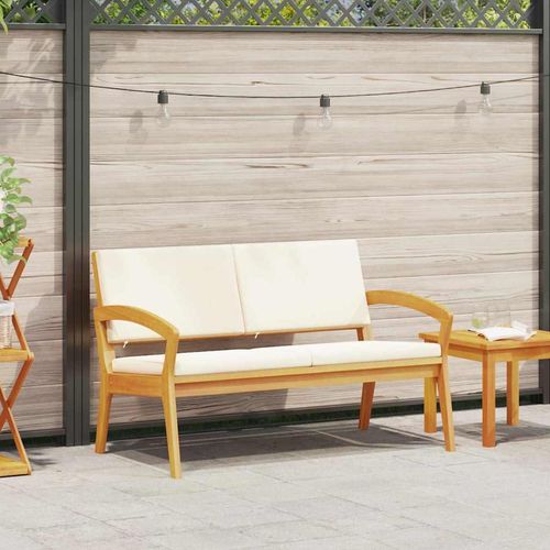 Gartenbank mit Kissen Braun Massivholz Akazie