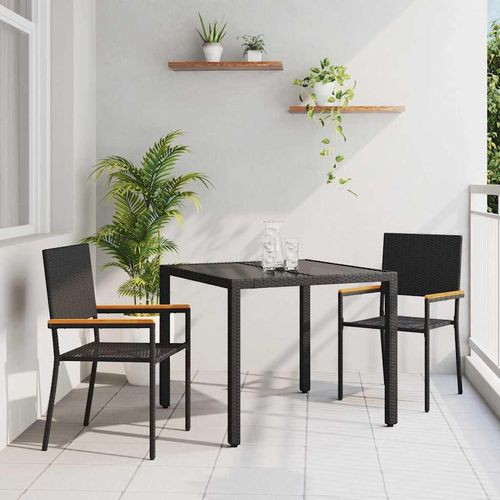 Garten Essgruppe 3 pcs Schwarz 90 x 90 x 75 cm Poly-Rattan