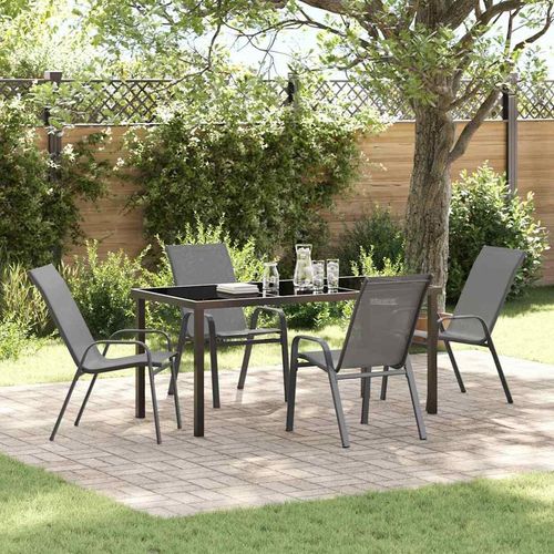 Garten Essgruppe 5 pcs Grau Textilene und Stahl