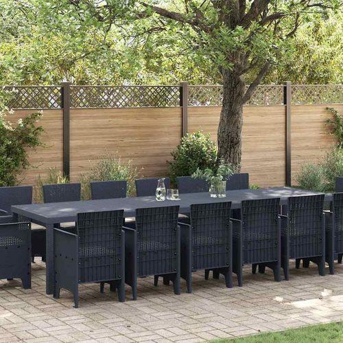 Garten Essset 15 pcs Anthrazit 14-Sitzer Poly Rattan & Stahl