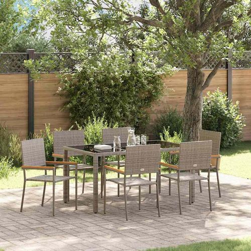 Garten Essgruppe 7 pcs Grau 150 x 90 x 75 cm Poly-Rattan
