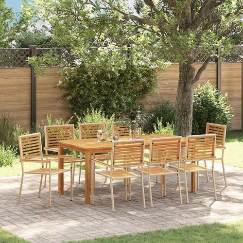 Garten Essgruppe 9 pcs Beige Poly Rattan
