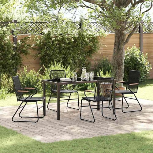Garten Essgruppe 5 pcs Schwarz PVC-Rattan
