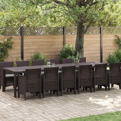 Garten Essset 13 pcs Braun Groß Poly-Rattan