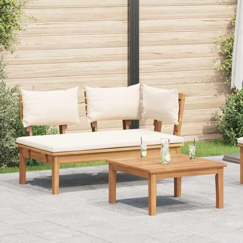 Gartenbank 2 pcs Braun Massivholz Teak