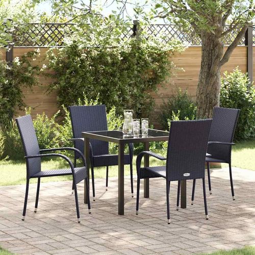 Garten Essgruppe 5 pcs Schwarz PE Rattan