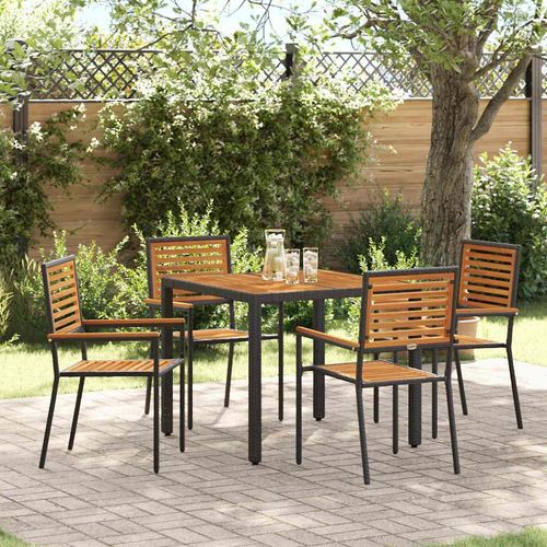 Garten Essgruppe 5 pcs Schwarz, Holz 90 x 90 x 75 cm