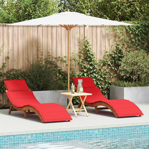 Sonnenliege 2 pcs Rot 184 x 55 x 64cm Massivholz Akazie