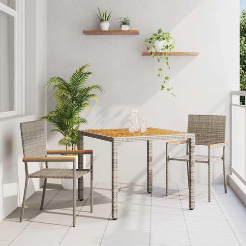 Garten Essgruppe 3 pcs Grau 90 x 90 x 75 cm Poly-Rattan