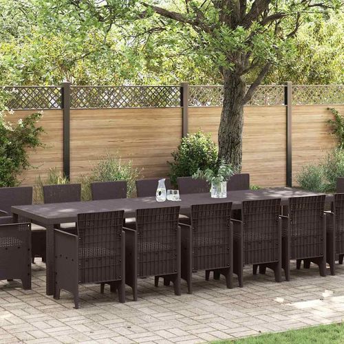 Garten Essgruppe 15 pcs Braun 14-Sitzer Poly-Rattan