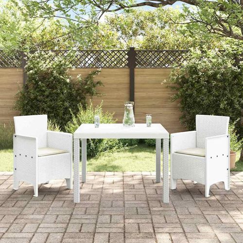 Garten Essgruppe 3 pcs Weiß 100 x 100 x 73 cm Poly-Rattan