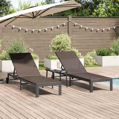 Sonnenliege 2-Person 2 pcs Braun 40 x 39 x 40,5 cm Poly-Rattan