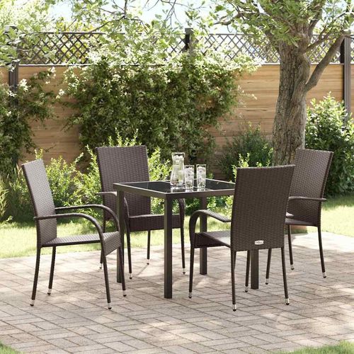 Garten Essgruppe 5 pcs Braun PE Rattan