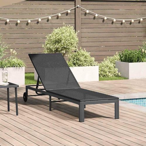 Sonnenliege 1-Person Schwarz 60 x 200 x 27cm Poly-Rattan