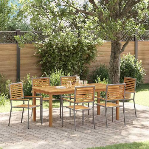 Garten Essgruppe 7 pcs Grau 180 x 90 x 75 cm Holz & Metall