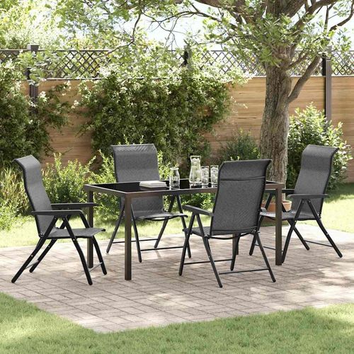 Garten Essgruppe Höhenverstellbar 5 pcs Grau Poly Rattan