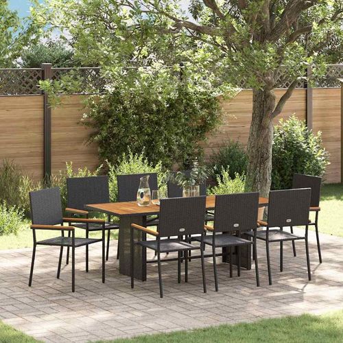 Garten Essgruppe 9 pcs Schwarz, Braun 190 x 80 x 75 cm