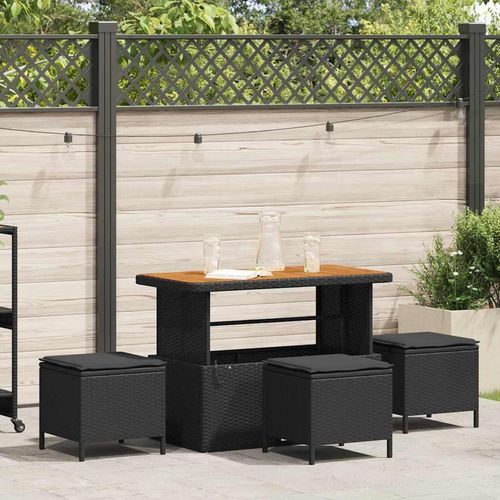 Garten Essgruppe 4 pcs Schwarz Poly Rattan