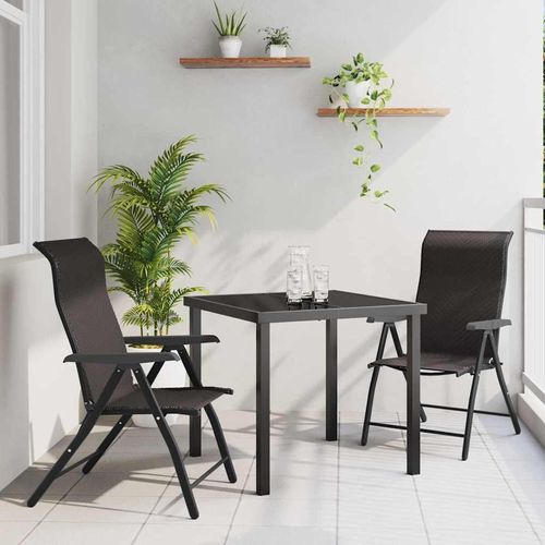 Garten Essgruppe 3 pcs Schwarz Kaffee Poly Rattan