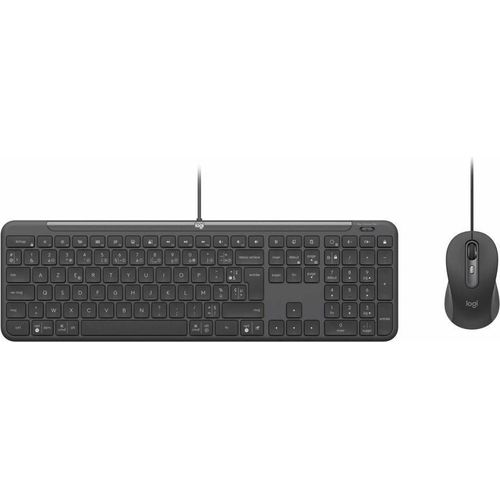 Logitech Signature Slim MK620 Tastatur & Maus - AZERTY - Französisch - Tastatur, Kabel USB-Typ C, Schere, Graphit - Maus, Optische, Kabel, USB-Typ C, 4000 dpi Bewegungsauflösung, 4 Taste(n), Scroll-Rad, Graphit - AI-Start, Programmierbar, Stummschaltung, Video An/Aus Hotkey(s) - Beidhändig - kompatibel mit Chromebook für PC, Mac