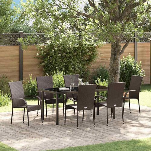 Garten Essgruppe 7 pcs Braun PE Rattan