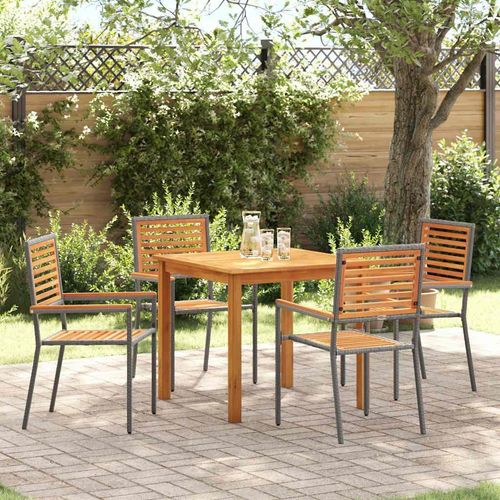 Garten-Essgruppe 5 pcs Grau 85 x 85 x 74 cm Holz & Metall