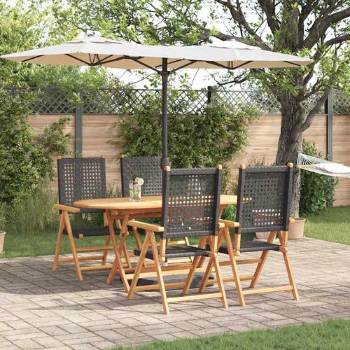 vidaXL Faltbarer Gartentisch 5 pcs Schwarz