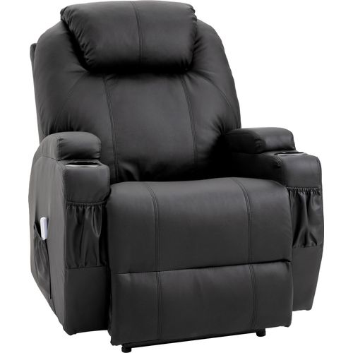 Massagesessel Relaxsessel Massage Liegefunktion Kunstleder Schwarz 82x97x110cm