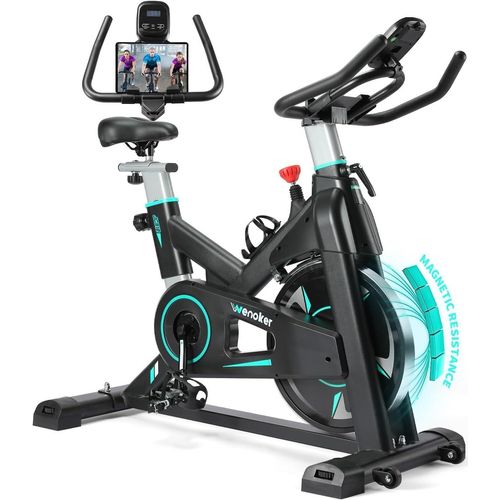 [2025 Aktualisierte] WENOKER Heimtrainer,Magnetwiderstand Stationäres Fahrrad für Zuhause,Indoor Bike mit Flüsterleise,Schweres Schwungrad LCD-Monitor