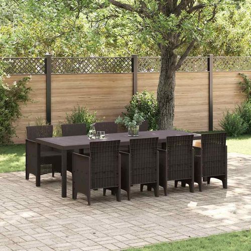 Garten Essgruppe 9 pcs Braun 250 x 100 x 73 cm Rattan & Metall