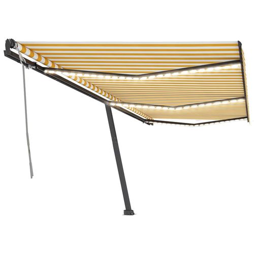 Markise Manuell Einziehbar mit LED 600x350 cm Gelb und Weiß 3069883