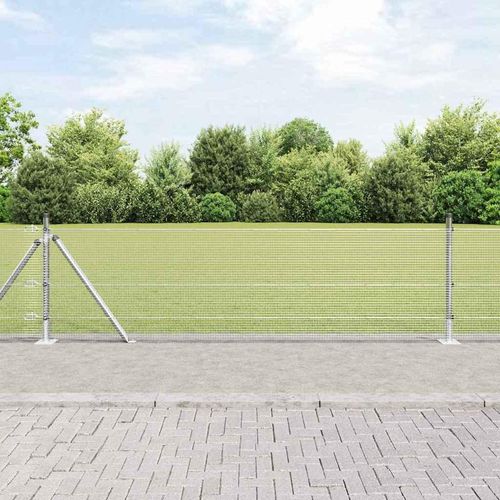 Zaun mit Pfosten Silber 0,4 x 25 m Stahl