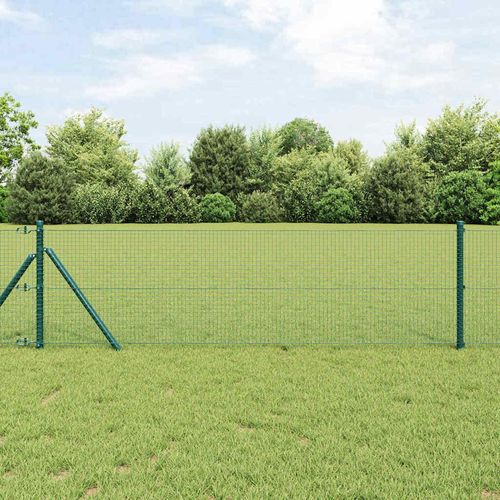 Zaun mit Pfosten Grün 0.4 x 50 m Stahl