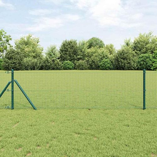 Zaun mit Pfosten Grün 0,6 x 25 m Stahl