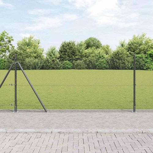 Zaun mit Pfosten Grau 0.8 x 25 m Stahl