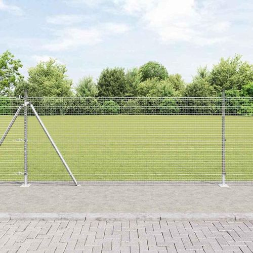 Zaun mit Pfosten Silber 0,8 x 100 m Stahl