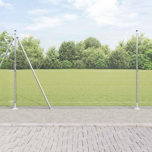 Zaun mit Pfosten Silber 1.4 x 50 m Stahl