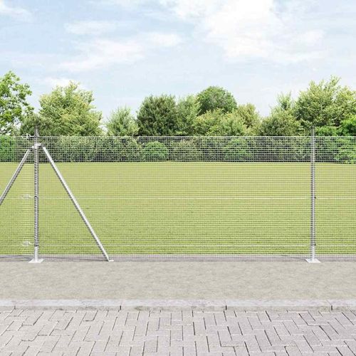 Zaun mit Pfosten Silber 0.8 x 10 m Stahl