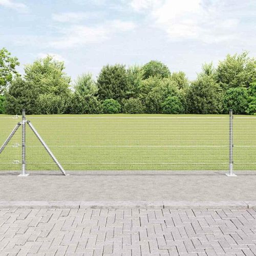 Zaun mit Pfosten Silber 0,6 x 100 m Stahl