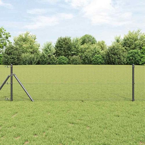 Zaun mit Pfosten Grau 0.8 x 10 m Stahl
