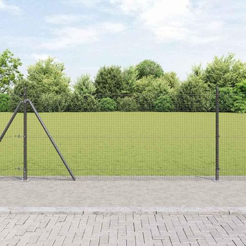 Zaun mit Pfosten Grau 0,8 x 100 m Stahl