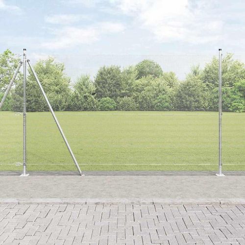 Zaun mit Pfosten Silber 1.5 x 10 m Stahl