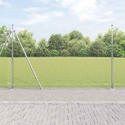 Zaun mit Pfosten Silber 1.6 x 25 m Stahl