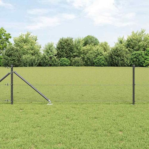 Zaun mit Pfosten Grau 0,5 x 50 m Stahl